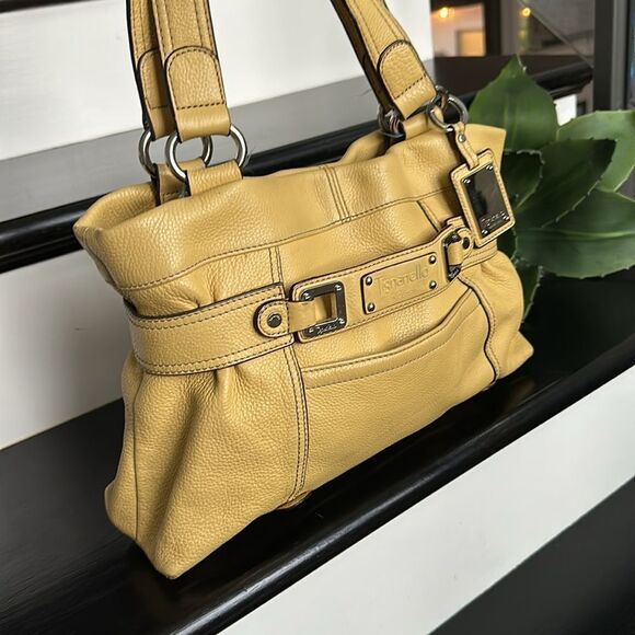 Tignanello, genuine, leather shoulder, handbag purse, mustard, yellow like new - Picture 2 of 10
